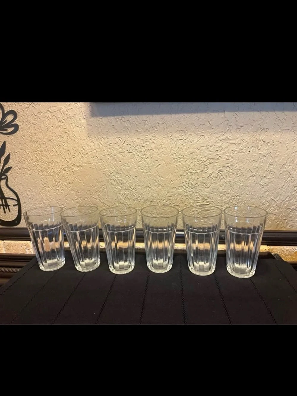 Set of 6 Vintage Gibson Clear Ribbed Drinking Glasses